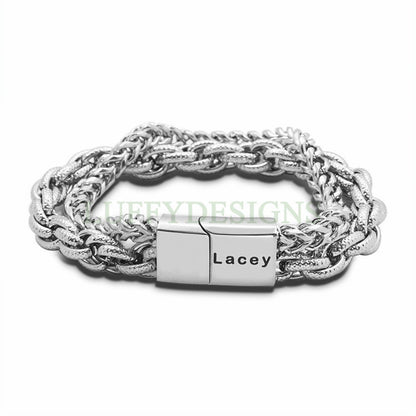 Personalized Punk Bracelet, Custom Name Bracelet, Men's Rock Bracelet, Christmas Gift For Men, Men's Motorcycle Bracelet, Father's Day Gift