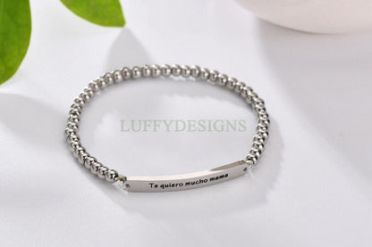 Personalize Bar Bracelet, Ball Chain Bracelet, Custom Name Bracelet, Engraved Jewelry, Bridesmaid Gift For Her,Friendship Gift,Chrismas Gift