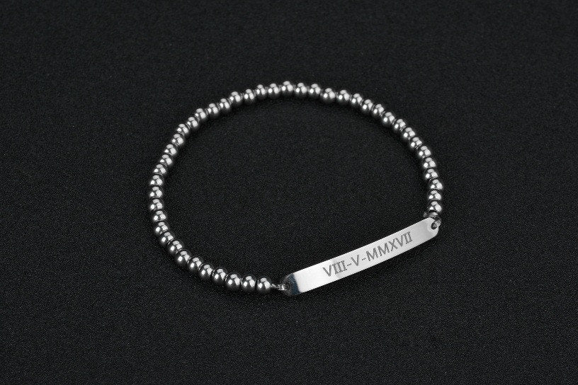 Personalize Bar Bracelet, Ball Chain Bracelet, Custom Name Bracelet, Engraved Jewelry, Bridesmaid Gift For Her,Friendship Gift,Chrismas Gift