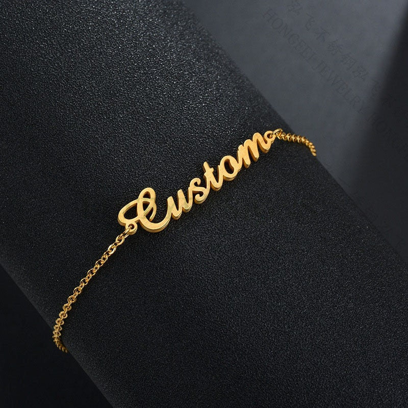 Personalized Name Jewelry, Custom Name Bracelet, Custom Word Gifts, Gold Name Bracelet, Monogram Bracelet, Memorial Jewelry, Bridal Gift