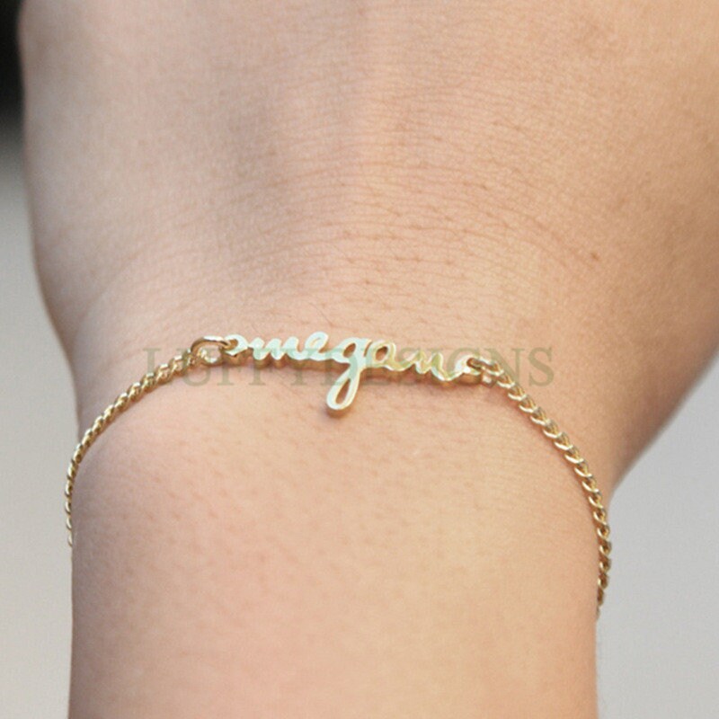 Personalized Name Jewelry, Custom Name Bracelet, Custom Word Gifts, Gold Name Bracelet, Monogram Bracelet, Memorial Jewelry, Bridal Gift