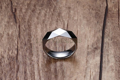 Personalized Ring, Prismatic Cut Surface, Custom Name Ring, Tungsten Carbide Ring, Promise Ring, Engraved Ring, Wedding Band, Gift For Her