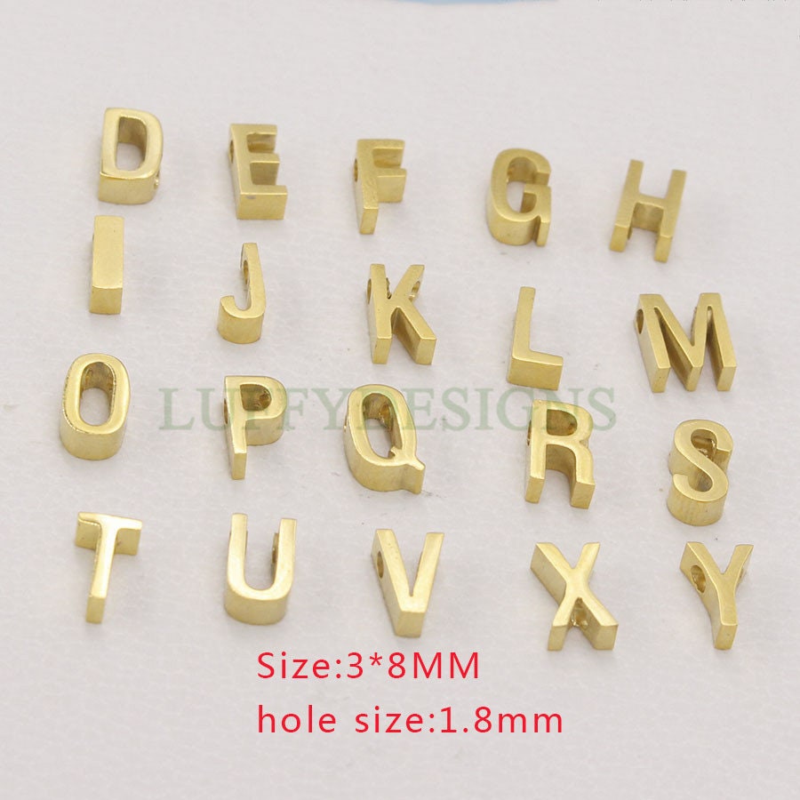 Uppercase Letter Charm, Alphabet Charm, Gold Letter Charm, 26 Letters Initial Charms, 18K Gold Plated Stainless Steel, High Polished Letter