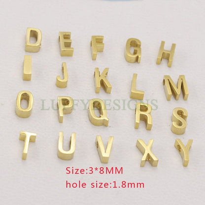 Uppercase Letter Charm, Alphabet Charm, Gold Letter Charm, 26 Letters Initial Charms, 18K Gold Plated Stainless Steel, High Polished Letter