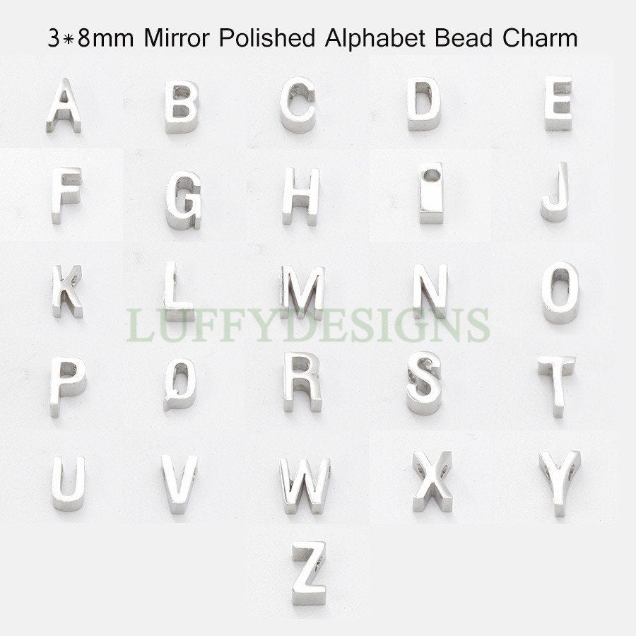 Uppercase Letter Charm, Alphabet Charm, Gold Letter Charm, 26 Letters Initial Charms, 18K Gold Plated Stainless Steel, High Polished Letter