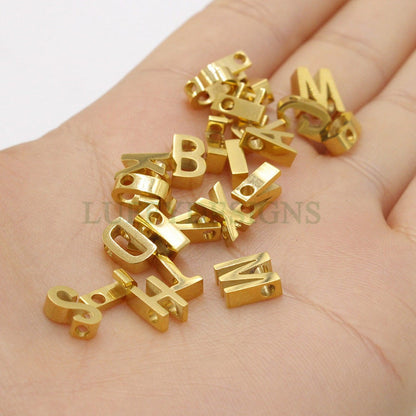 Uppercase Letter Charm, Alphabet Charm, Gold Letter Charm, 26 Letters Initial Charms, 18K Gold Plated Stainless Steel, High Polished Letter