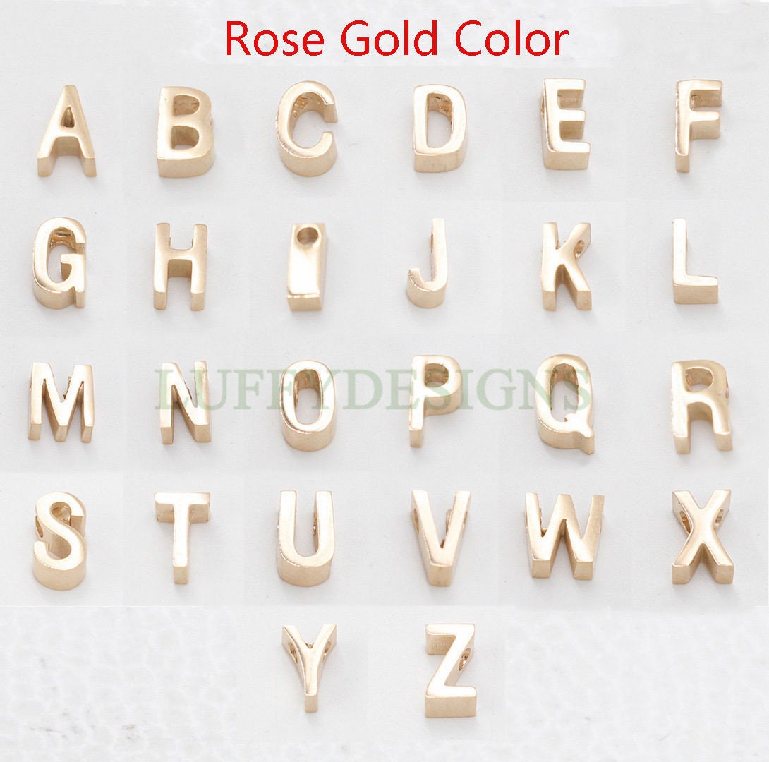 Uppercase Letter Charm, Alphabet Charm, Gold Letter Charm, 26 Letters Initial Charms, 18K Gold Plated Stainless Steel, High Polished Letter