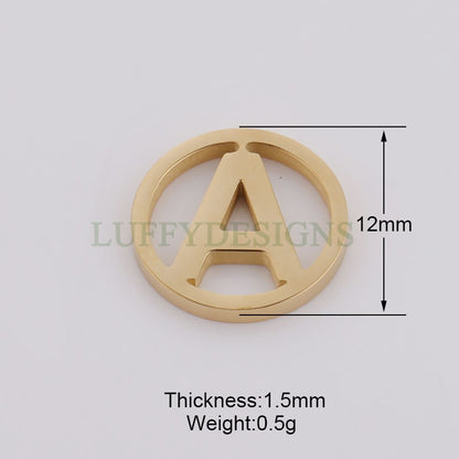 A-Z Uppercase Letter Charm, Alphabet Charm, Gold Letter Pendant, 26 Letters Initial Charms, 18K Gold Plated Stainless Steel, Mirror Polished