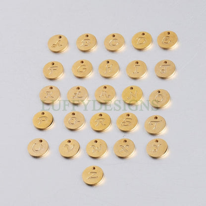 A-Z Uppercase Letter Charm, Alphabet Charm, Gold Letter Pendant, 26 Letters Initial Charms, 18K Gold Plated Stainless Steel, Mirror Polished