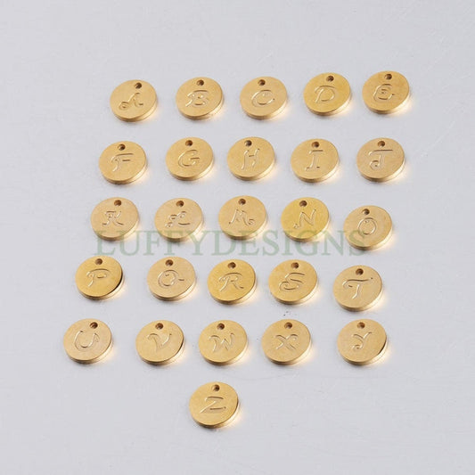A-Z Uppercase Letter Charm, Alphabet Charm, Gold Letter Pendant, 26 Letters Initial Charms, 18K Gold Plated Stainless Steel, Mirror Polished