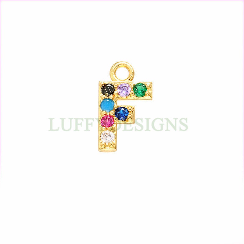 Uppercase Letter Charm, Alphabet Charm, Gold Letter Pendant With Crystal Zircon, 26 Letters CZ Initial Charms, Colorful Initial Pendant