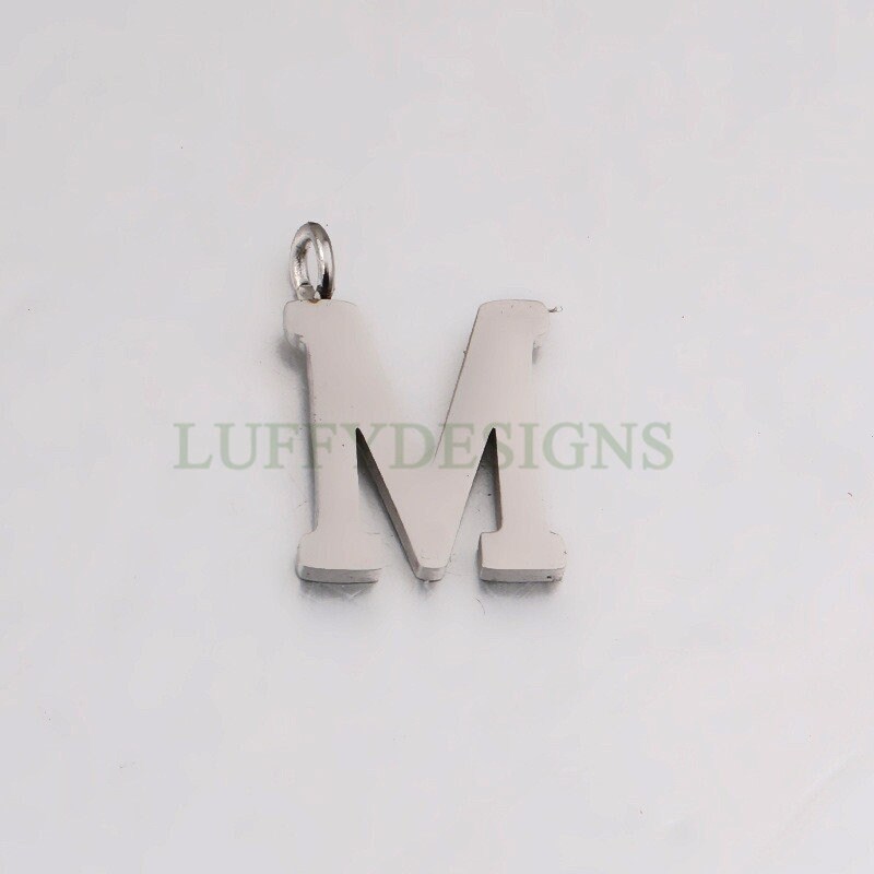 Uppercase Letter Charm, Alphabet Charm, Gold Letter Pendant, 26 Letters Initial Charms, Gold Plated Stainless Steel,Mirror Polished Letter