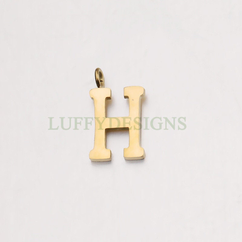 Uppercase Letter Charm, Alphabet Charm, Gold Letter Pendant, 26 Letters Initial Charms, Gold Plated Stainless Steel,Mirror Polished Letter