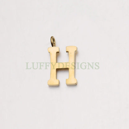 Uppercase Letter Charm, Alphabet Charm, Gold Letter Pendant, 26 Letters Initial Charms, Gold Plated Stainless Steel,Mirror Polished Letter