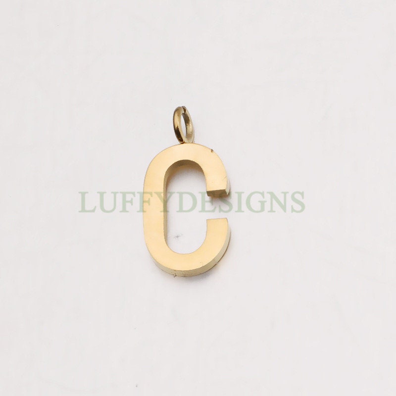 Uppercase Letter Charm, Alphabet Charm, Gold Letter Pendant, 26 Letters Initial Charms, Gold Plated Stainless Steel,Mirror Polished Letter