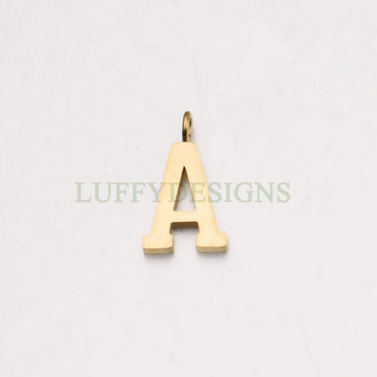 Uppercase Letter Charm, Alphabet Charm, Gold Letter Pendant, 26 Letters Initial Charms, Gold Plated Stainless Steel,Mirror Polished Letter