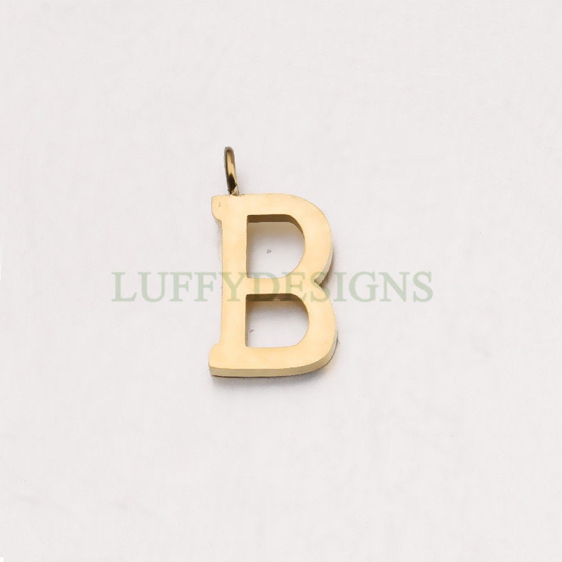Uppercase Letter Charm, Alphabet Charm, Gold Letter Pendant, 26 Letters Initial Charms, Gold Plated Stainless Steel,Mirror Polished Letter