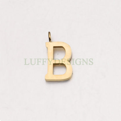 Uppercase Letter Charm, Alphabet Charm, Gold Letter Pendant, 26 Letters Initial Charms, Gold Plated Stainless Steel,Mirror Polished Letter