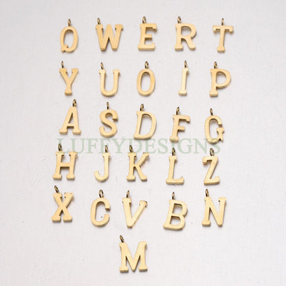 Uppercase Letter Charm, Alphabet Charm, Gold Letter Pendant, 26 Letters Initial Charms, Gold Plated Stainless Steel,Mirror Polished Letter