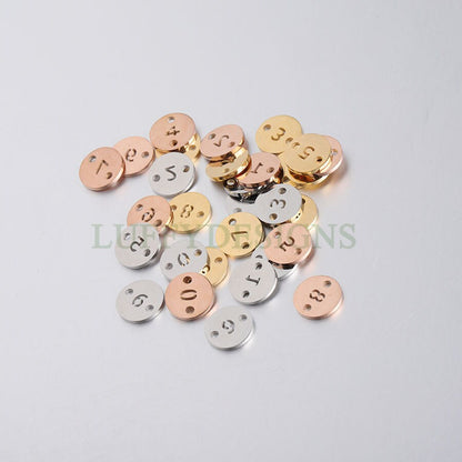 5pcs Number Charms, Gold Number Link Connector, Anniversary Bracelet Supply, 18K Gold Plated Stainless Steel, Mirror Polished Number