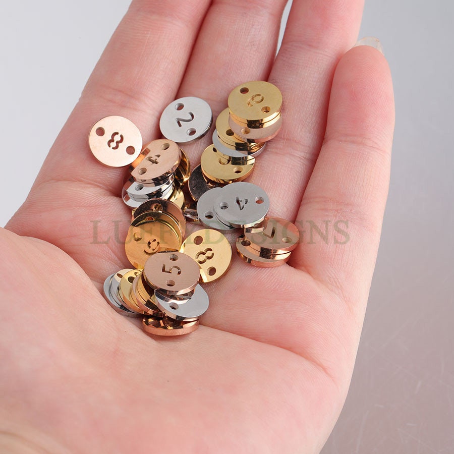 5pcs Number Charms, Gold Number Link Connector, Anniversary Bracelet Supply, 18K Gold Plated Stainless Steel, Mirror Polished Number