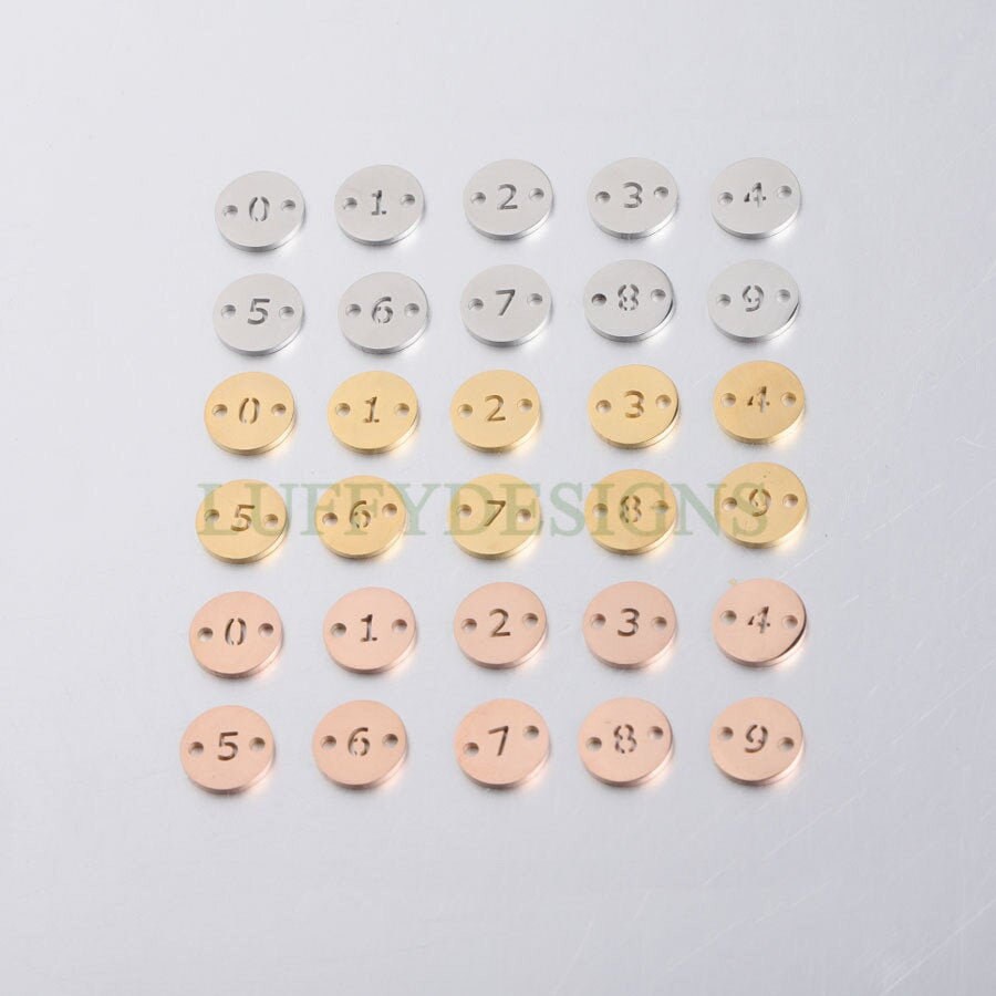 5pcs Number Charms, Gold Number Link Connector, Anniversary Bracelet Supply, 18K Gold Plated Stainless Steel, Mirror Polished Number