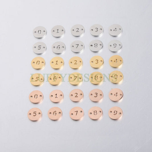 5pcs Number Charms, Gold Number Link Connector, Anniversary Bracelet Supply, 18K Gold Plated Stainless Steel, Mirror Polished Number