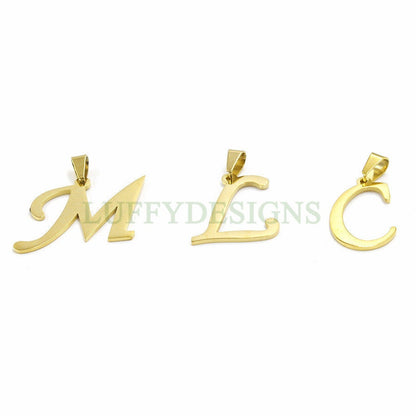 Uppercase Letter Charm, Alphabet Charm, Gold Letter Charm, 26 Letters Initial Charms, 18K Gold Plated Stainless Steel,Mirror Polished Letter
