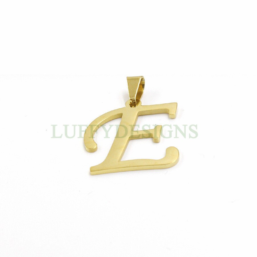 Uppercase Letter Charm, Alphabet Charm, Gold Letter Charm, 26 Letters Initial Charms, 18K Gold Plated Stainless Steel,Mirror Polished Letter
