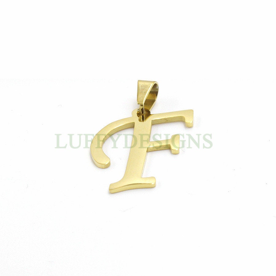 Uppercase Letter Charm, Alphabet Charm, Gold Letter Charm, 26 Letters Initial Charms, 18K Gold Plated Stainless Steel,Mirror Polished Letter
