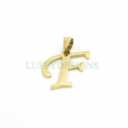 Uppercase Letter Charm, Alphabet Charm, Gold Letter Charm, 26 Letters Initial Charms, 18K Gold Plated Stainless Steel,Mirror Polished Letter