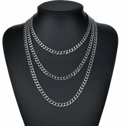 2pcs Gold Cuban Link Chain Necklace, Miami Cuban Curb Links, Cuban Men Necklace, Women Necklaces, Gift for Men, Gold plated Stainless Steel