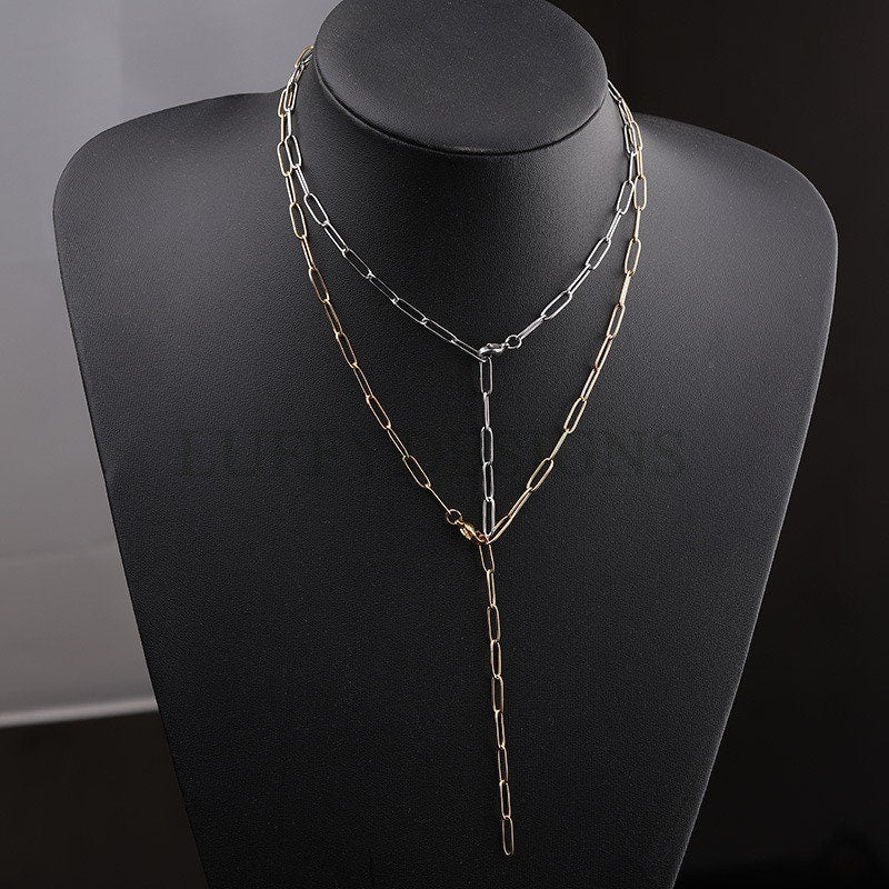 5pcs Finished Rectangle Link Chain, 18K Gold plated 316L Stainless Steel, Gold Link Chain Necklace, Paper Clip Chain, Chunky Link Chain