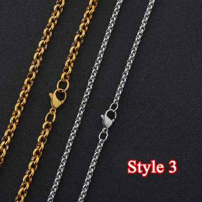 Wholesale 5pcs Finished 316L Stainless Steel Chain,  18k Gold Plated, Necklace Chains Bulk For Jewelry Making, Hypoallergenic Chain