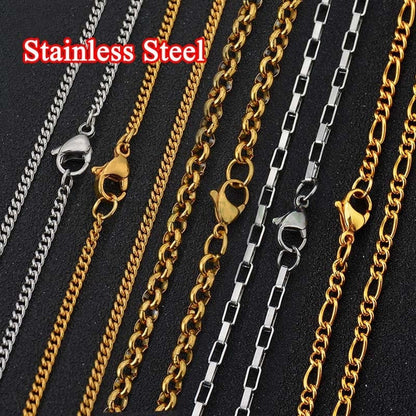 Wholesale 5pcs Finished 316L Stainless Steel Chain,  18k Gold Plated, Necklace Chains Bulk For Jewelry Making, Hypoallergenic Chain