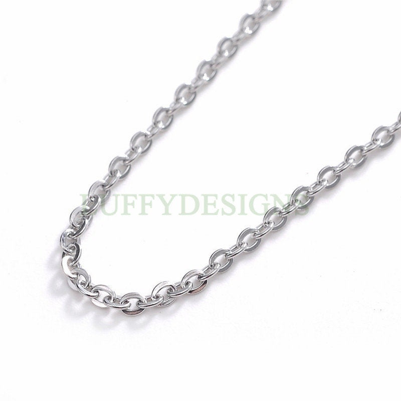 16Ft /33Ft Gold Stainless Steel Chains, Flat oval Links -Gold Cross Chain, Rose Gold chain, Black Chain -1.1mm / 1.5mm / 2.0mm / 2.5mm