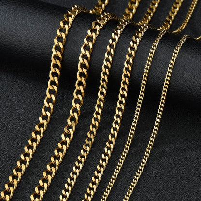 5pcs Gold Cuban Link Chain Necklace, Miami Cuban Curb Links, Cuban Men Necklace, Women Necklaces, Gift for Men, Gold plated Stainless Steel
