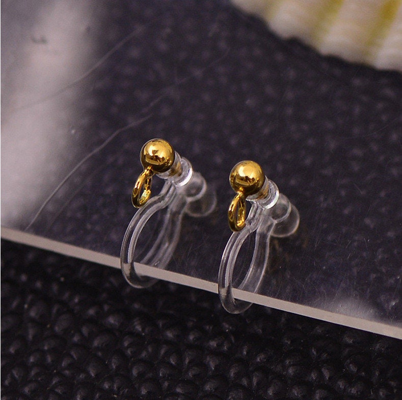20pcs Invisible clip on earring converter, resin earring clip, no pierced dangle earrings clip findings, hypoallergenic clip earrings
