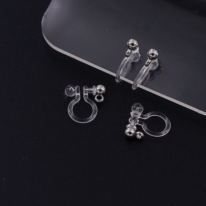 20pcs Invisible clip on earring converter, resin earring clip, no pierced dangle earrings clip findings, hypoallergenic clip earrings