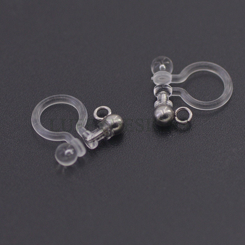20pcs Invisible clip on earring converter, resin earring clip, no pierced dangle earrings clip findings, hypoallergenic clip earrings