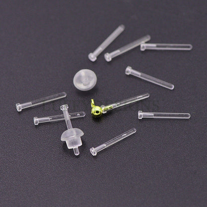 20pcs  Invisible Earring Findings, Studs with Backs, Clear Plastic Earring Posts, hypoallergenic Resin Ear Stud, Jewelry Supplies