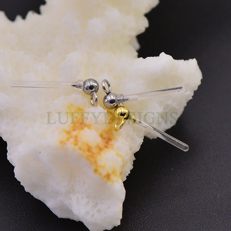 20pcs  Invisible Earring Findings, Studs with Backs, Clear Plastic Earring Posts, hypoallergenic Resin Ear Stud, Jewelry Supplies