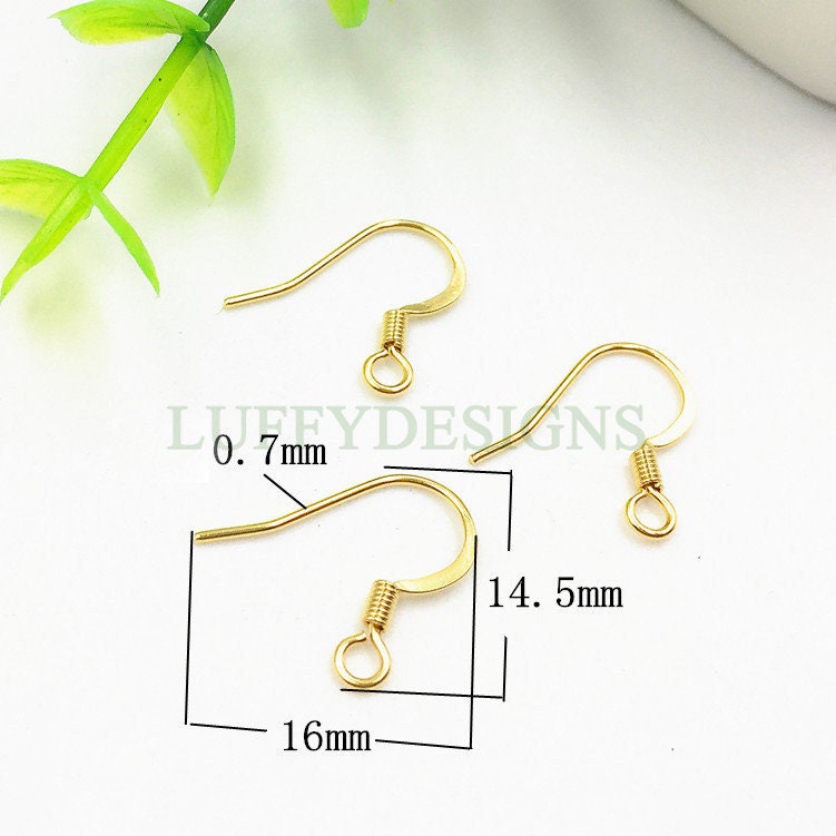 100pcs Gold Ear Wire Hooks, Coil Earring Hooks, Earring Findings, 316L Stainless Steel Hypo Allergenic French Hooks, Fish Hooks