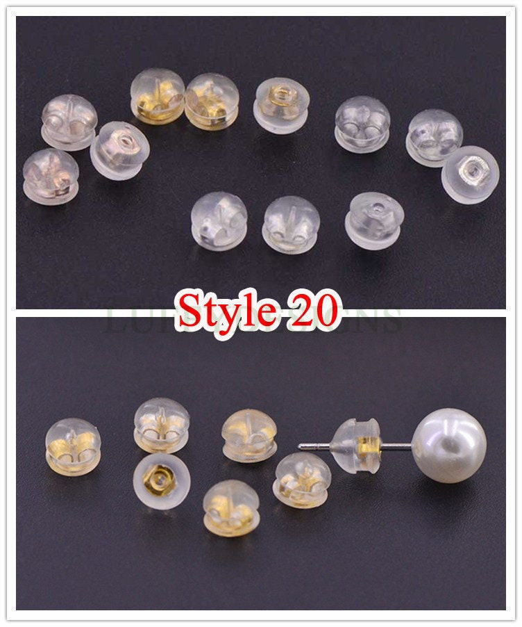 100pcs 316L Stainless Steel/Rubber Earring Backs, Earring Stoppers, Earring Findings, Ear Nuts, Gold Safety Back, Jewelry Findings