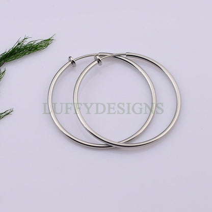 20pcs Clip On Fake Large Earrings, Ear Hoops, Gold /Rose Gold Earrings Stud 18-60mm Diameter - No Piercing Required
