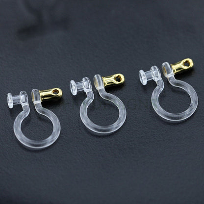 20pcs Invisible clip on earring with double holes, resin earring clip, no pierced earrings clip findings, hypoallergenic clip earrings