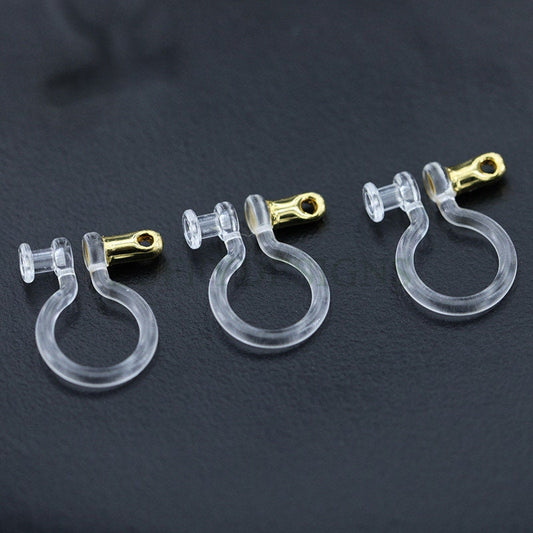 20pcs Invisible clip on earring with double holes, resin earring clip, no pierced earrings clip findings, hypoallergenic clip earrings