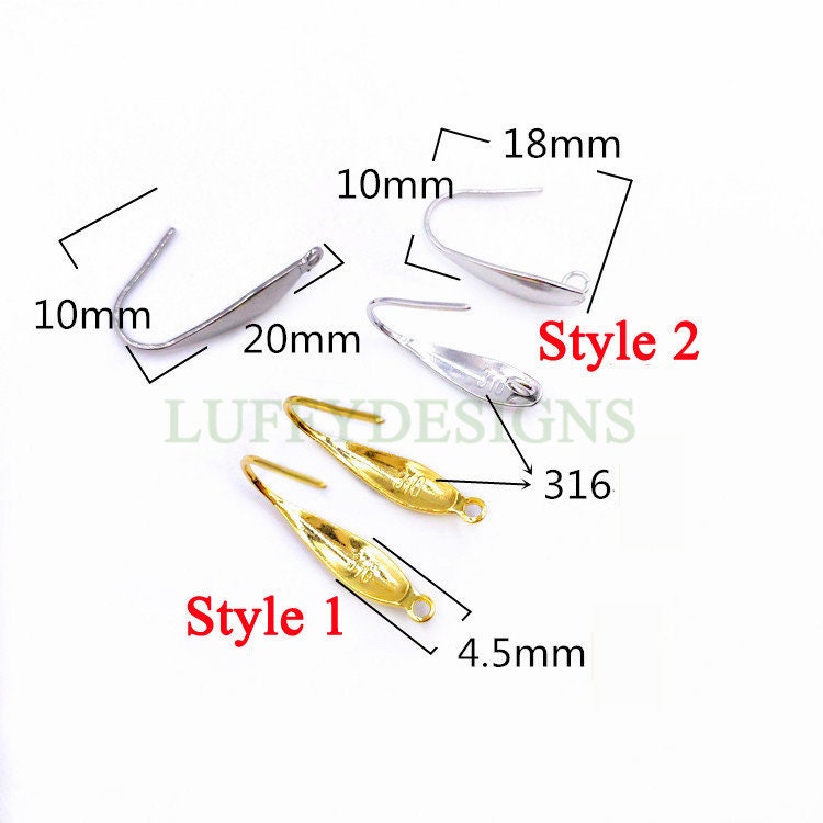 100pcs Gold Earring Hooks, Ear Wires, Earring Findings, 18k Gold Plated 316L Stainless Steel, Hypo Allergenic French Hooks, Fish Hooks