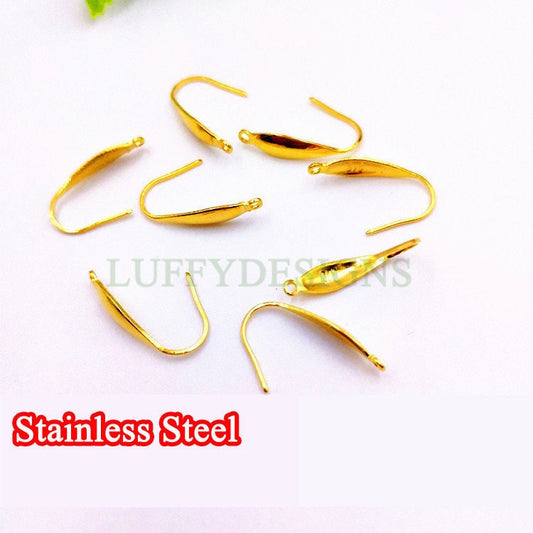 100pcs Gold Earring Hooks, Ear Wires, Earring Findings, 18k Gold Plated 316L Stainless Steel, Hypo Allergenic French Hooks, Fish Hooks