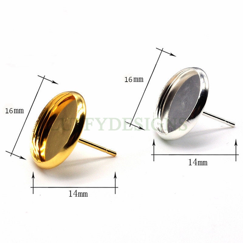 50pcs Earring Posts Studs, 316L Stainless Steel Ear Studs, Round Bezel Cabochon Base Setting, Earring Findings, Stud Supplies, 6-20mm